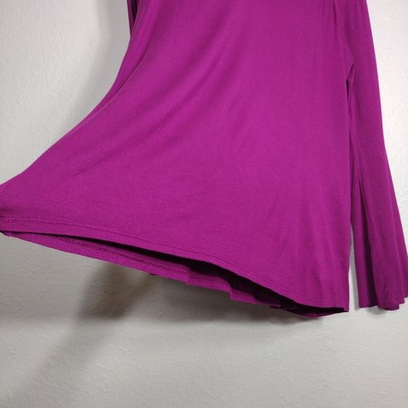 Casual Magenta Top Blouse Womens Embroidered V-Neck Long Sleeve Size 12-14 - Picture 9 of 11